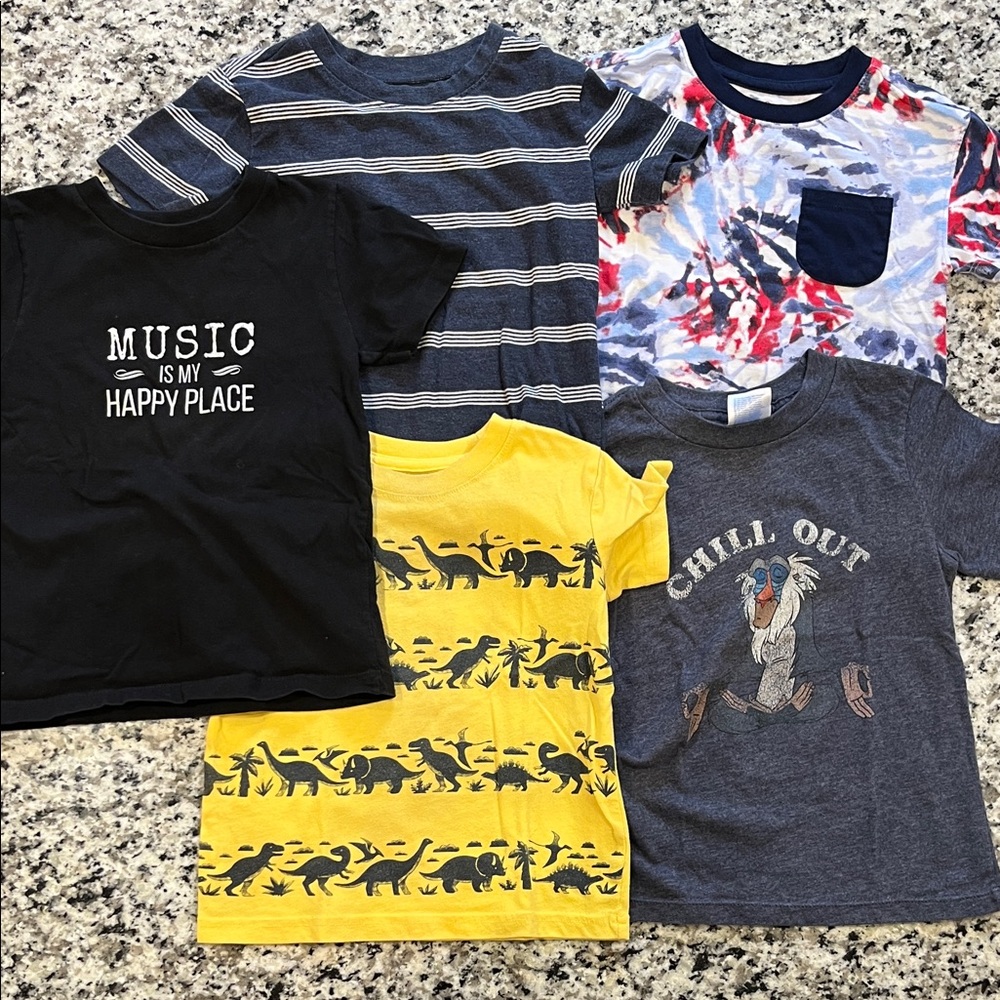 Yellow Dinosaur Print Kids T-Shirt